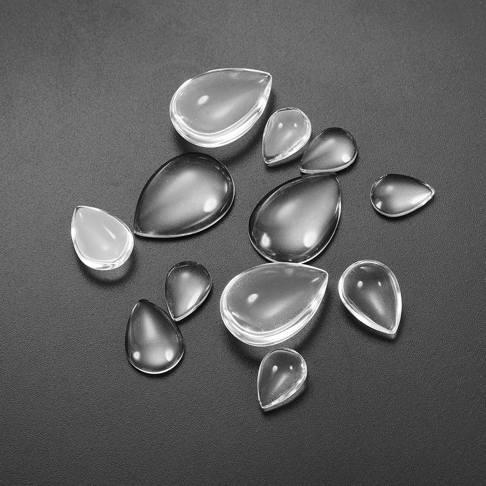 

30pcs/Lot 3 Size Transparent Glass Cabochon Jewelry Findings Drops Shape Dome Cover For Diy Jewelry Making Supplies Accessories, As picture