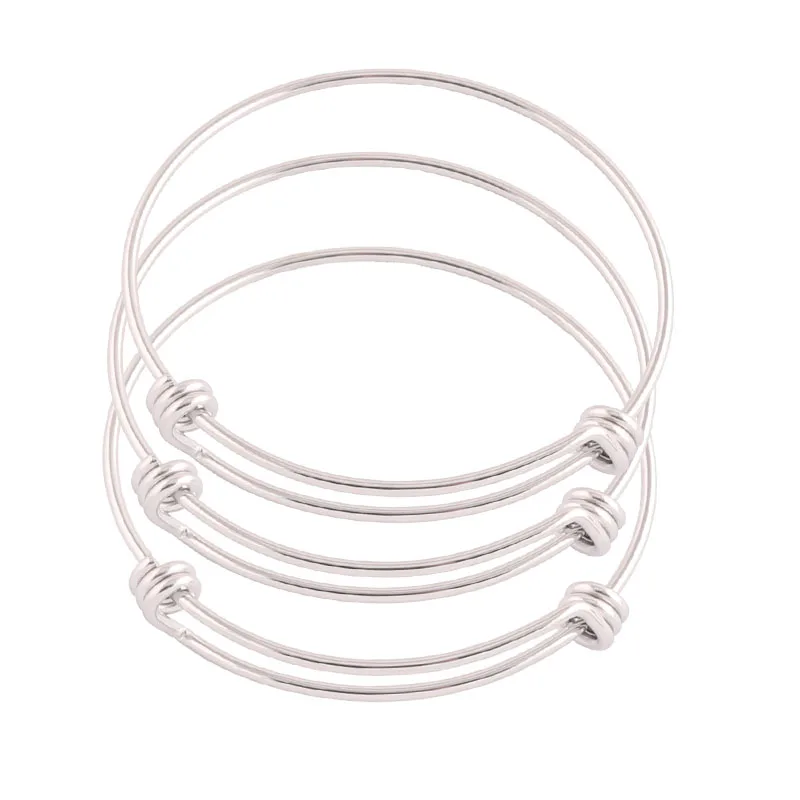 

Wholesale Women Pure Handmade 1.8mm adjustable wire bracelet DIY jewelry Stainless Steel expandable bangle