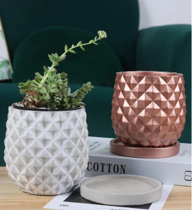 

Nordic style simple creative home balcony fleshy green potted plant personality Pineapple Cement flowerpot, 3colors