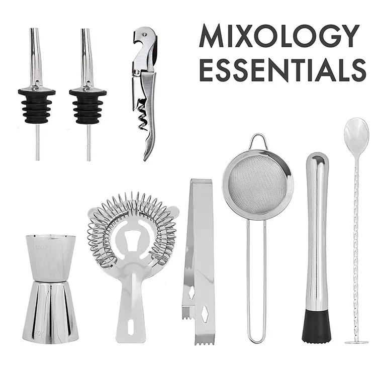 
Amazon hot 11-piece Stainless Steel Cocktail Shaker Bartender set 