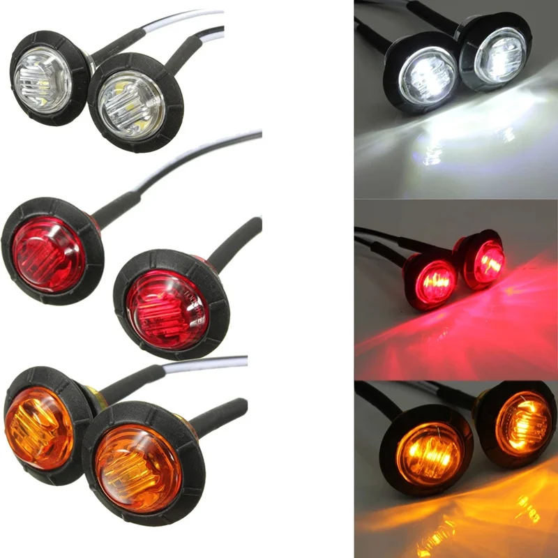 

Wholesale 12V 24V 3 LED Truck Side Marker Light Round Truck Tail Light Led Turn Signal Warning Light For Truck Van