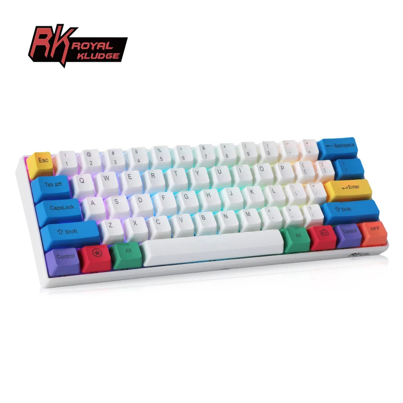 

royal kludge rk custom hotswap 2.4 65% blue mechan gaming white wireless rgb mechanical keyboard rk61 diy rechargeable keboard