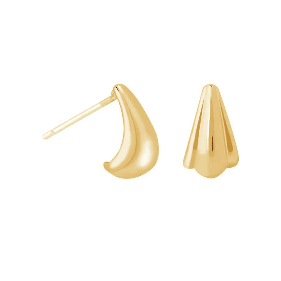 

hot sale minimalist jewelry 18k gold plated earrings 925 sterling silver fashion petal stud earrings in gold
