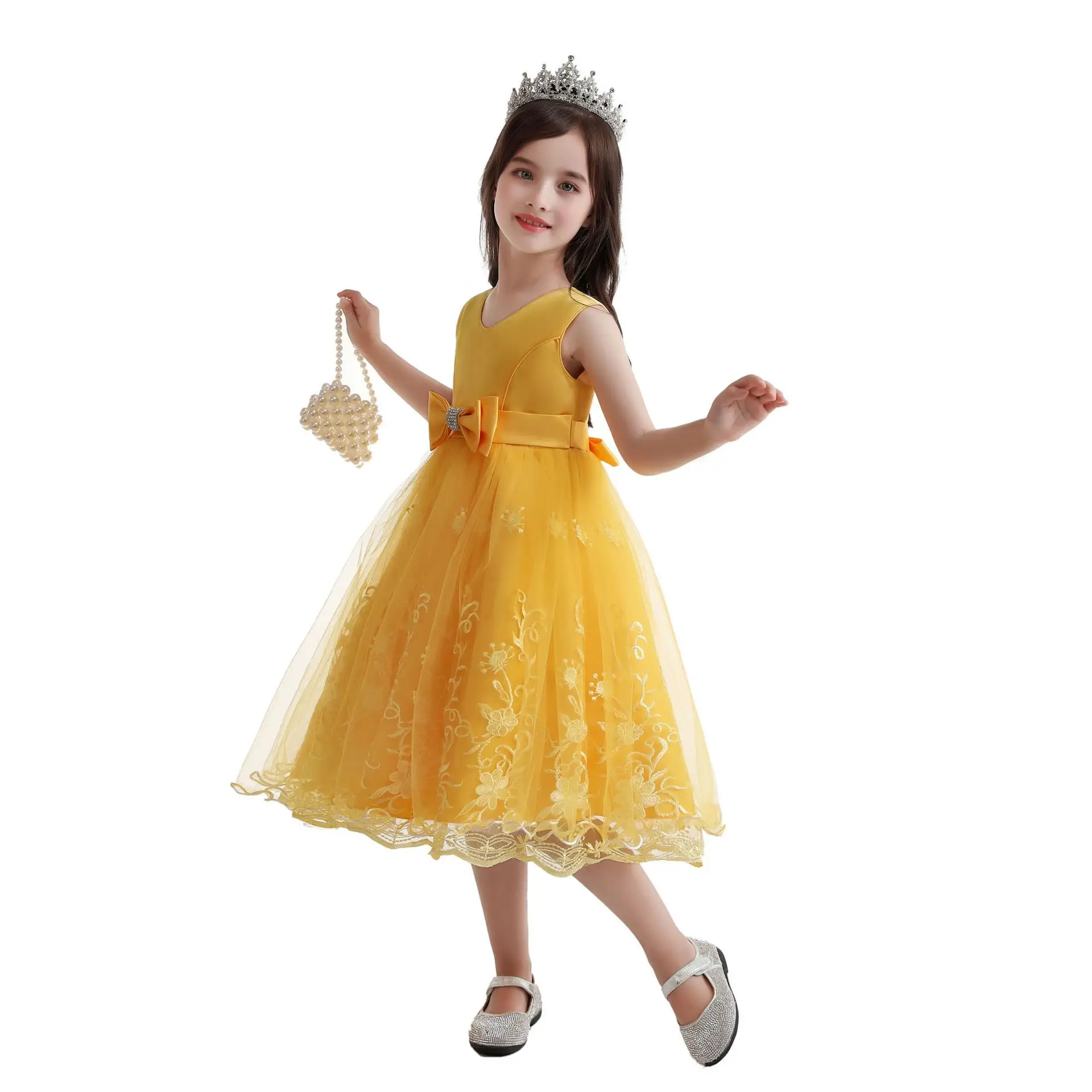 

girls dress Various Good Quality Latest Embroidery Casual Wedding Dress Princess Dress Kids Girls Party Lovely Girls Bridal Gown