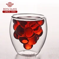 

New design fruit shaped 150-250ml double wall glass cup 5oz-8.5oz double wall cup for juice glass