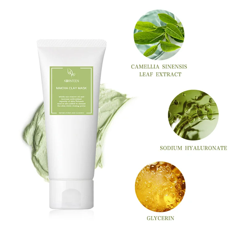 

Deep cleansing Green Tea Clay Volcanic Mud Mask with Sodium hyaluronate glycerin for Acne Blackheads Wrinkles Pore Minimizer