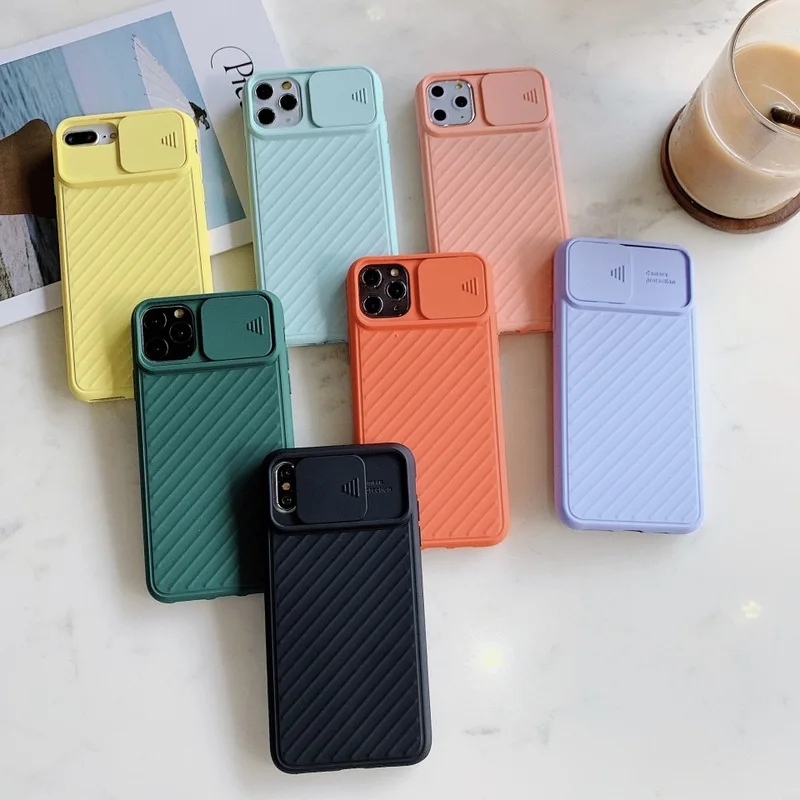 

Matte Bumper TPU Cover Camera Lens Protector Phone Case For Apple iPhone 12 Pro Max Women With Slide Camera Cover For iPhone 12, 8 colors