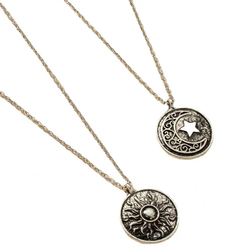 

fashion sun and moon magnetic couple zodiac stainless steel gold plated pendants ladies indian necklace set jewelry, Gold/silver/picture
