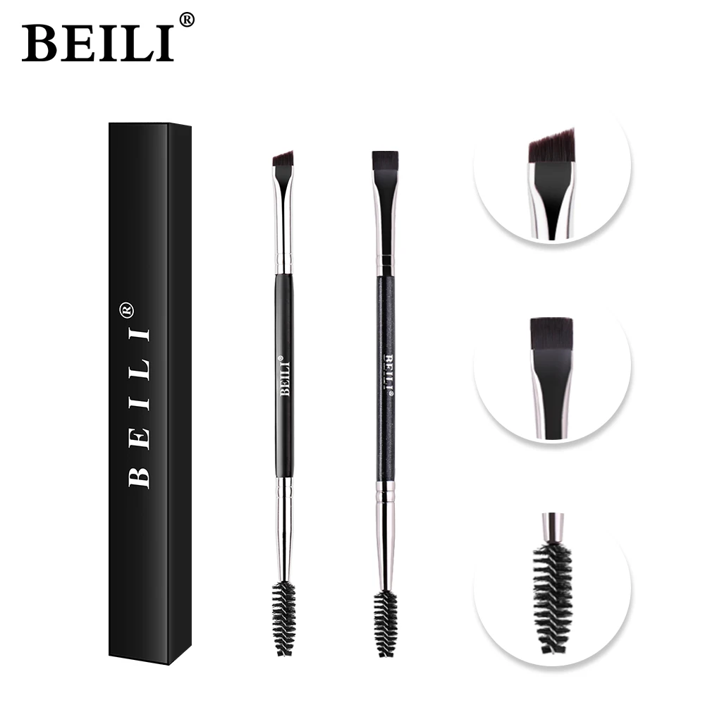 

BEILI single eyebrow brush spoolie comb private label wholesale synthetic hair eye brow custom makeup brush packaging box