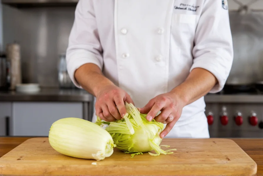 Chef preparing fresh fennel in kitchen showing slicing technique to preserve nutrients