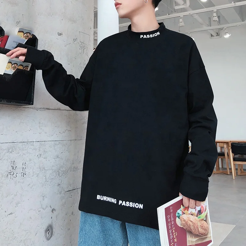 

Turtleneck Casual T shirt Men Long Sleeve Spring Autumn Hip hop Fashion Fitness Male Oversized Streetwear T shirts