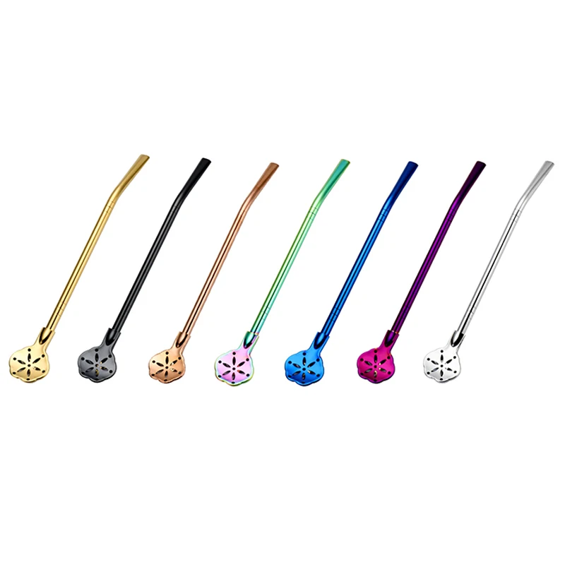 

Eco-Friendly Colorful SS304 Straws Reusable Yerba Mate Tea Bombilla Stainless Steel Drinking Straw With Filter