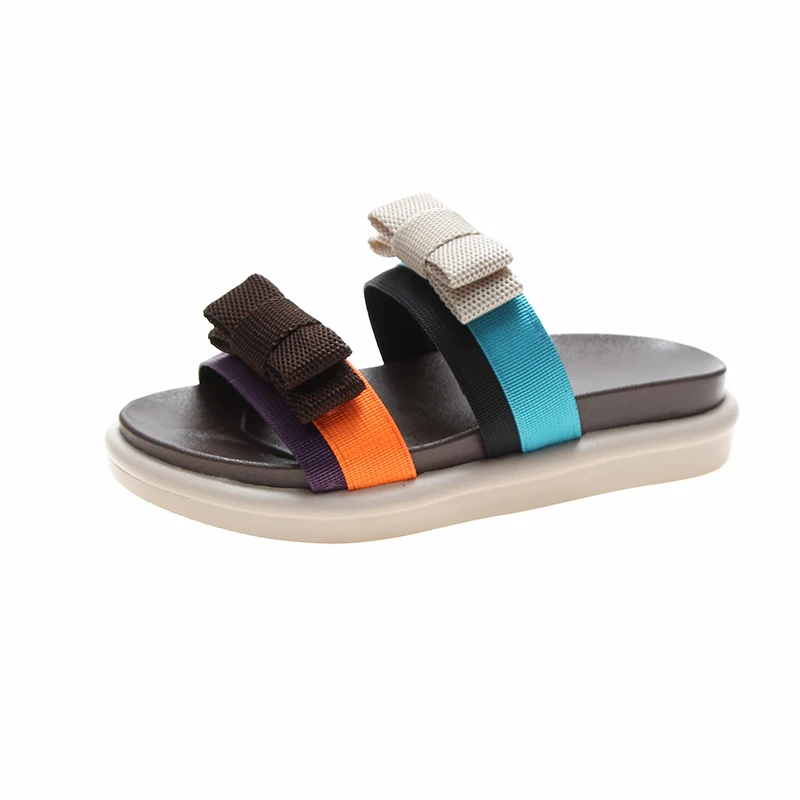 

Female Trendy Outdoor Footwear Slides Colorful Knot Decor Slippers Flat Women Sandals 2021, 5 colors