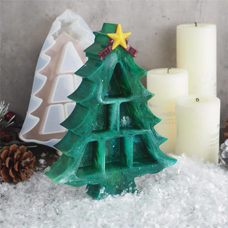 

Y1130 new large christmas tree shape trinket jewelry storage box resin silicone mold, Pink