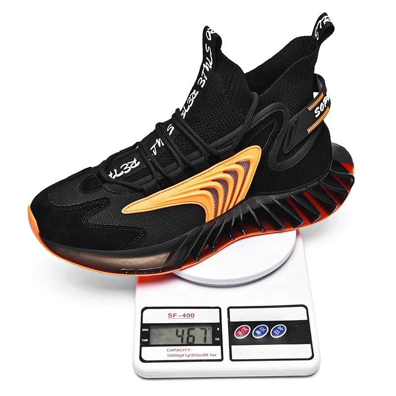 

China hot style Flying Weaving Shoes 2021 New Fashion High Top Blade Soles Men's CasualSports Basketball Shoes, Black