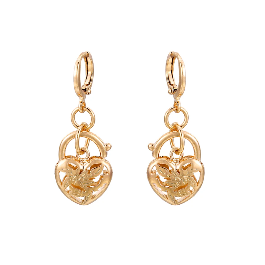 

80647 Xuping New romantic heart shaped carved rose flower earring jewelry