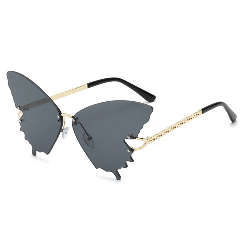 

Impact resistance single bridge metal frame sun glasses with butterfly shape