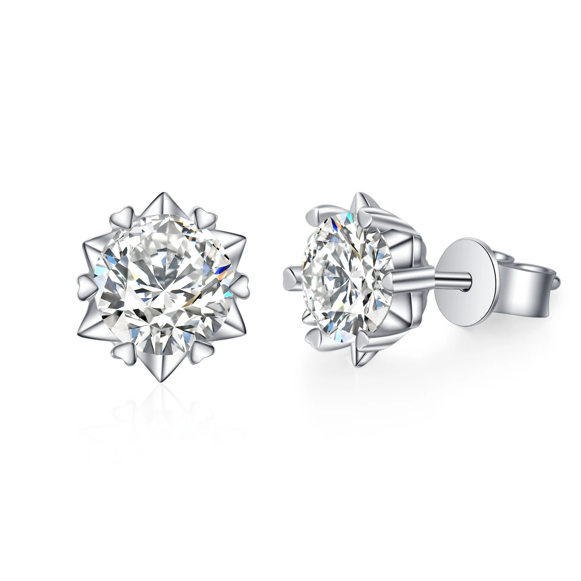 

Rainbowking Best Seller S925 Sterling Silver 1 Carat diamond Snowflake Push back Studs Earrings for Women Men Jewelry