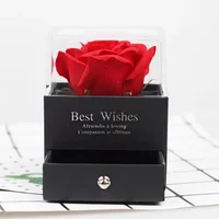 

Everlasting flower Box Jewelry Packaging Necklace Box With Soap Rose Flower Decorations Nice Case for the Jewelry as Gift