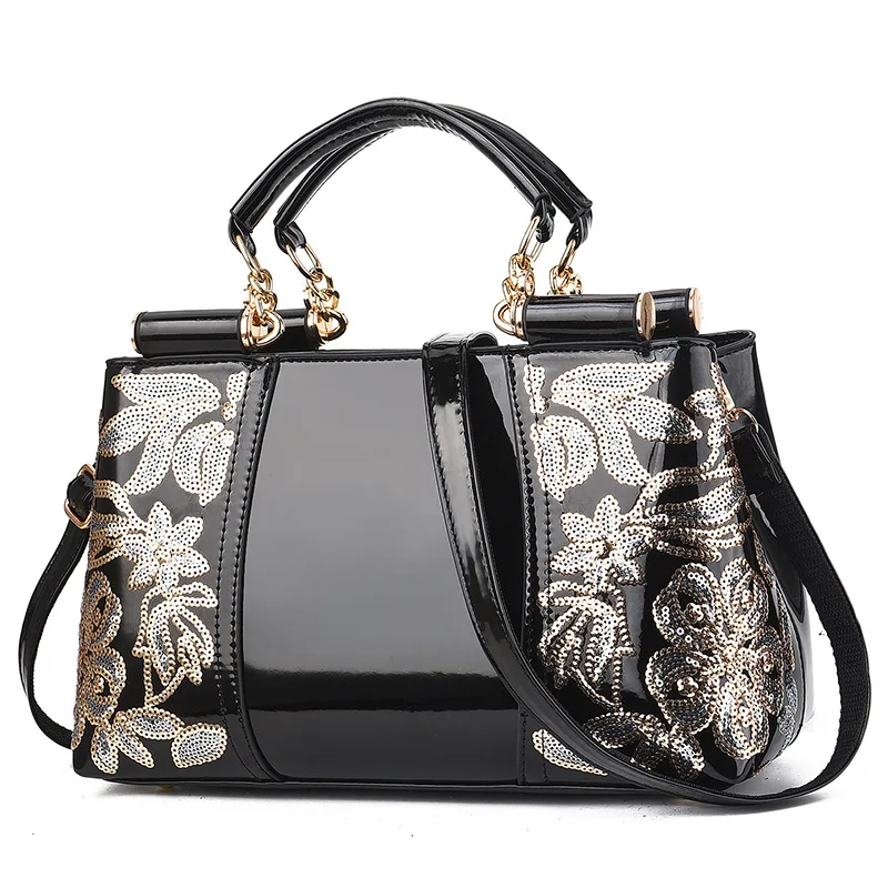 

2020 New Pattern Patent Leather Glossy Handbag Large-Capacity Single Shoulder Ladies Messenger Bag, Multi colors