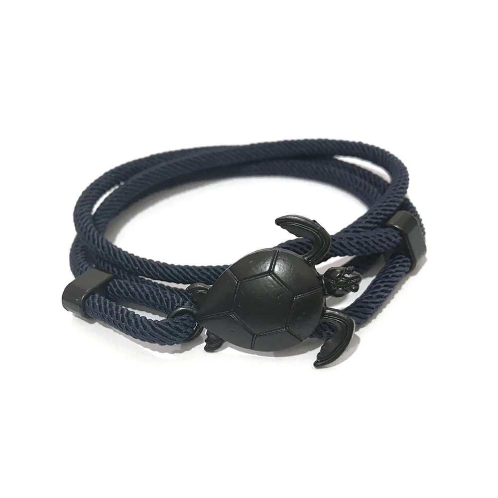 

Hand Braided Sea Turtle Viking Bracelet Charms Dark blue Rope For Men Women Beach Wristband Adjustable Jewelry Homme, Picture shows