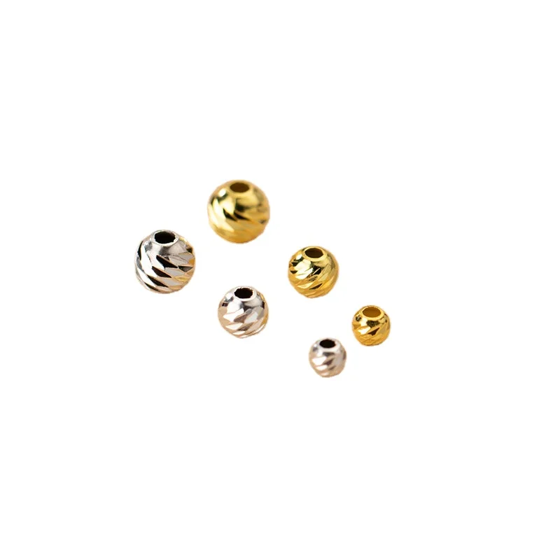 

S925 silver electroplated gold bead laser pattern small separated bead accessories