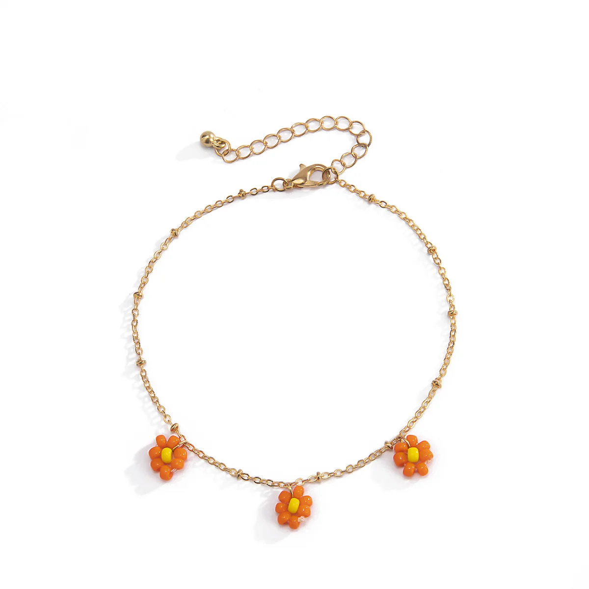 

Summer Beach Colorful Acrylic Beads Flower Pendant Anklet Bohemian Multicolor Flower Anklet Bracelet, As picture
