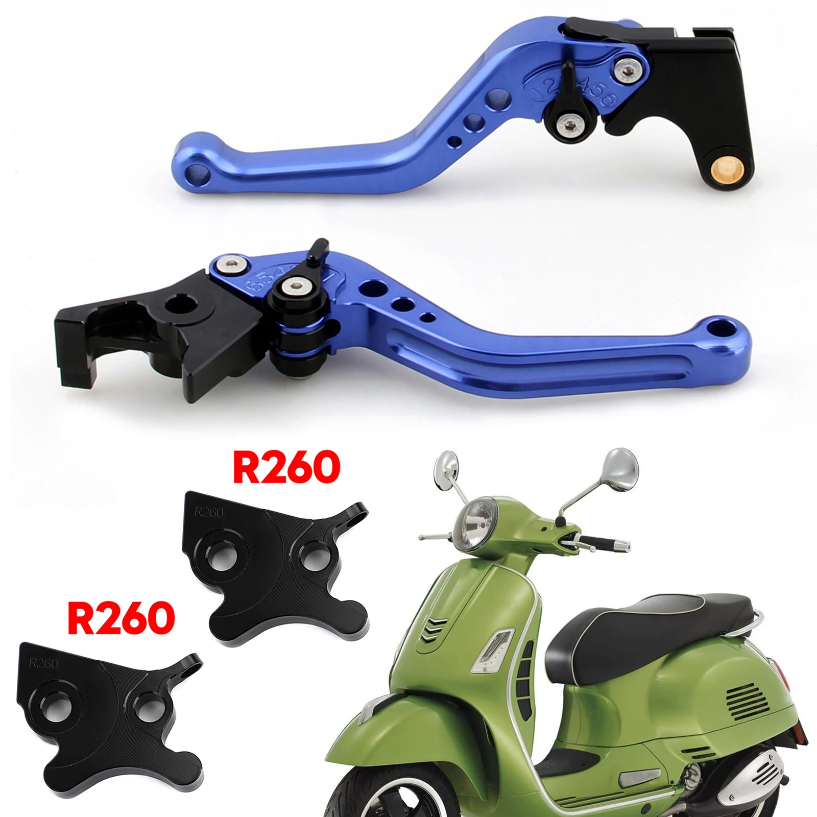 

Areyourshop Fit for VESPA GTS 300 Super Blue Motorcycle Short Clutch Brake Lever