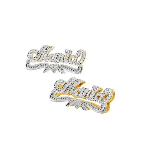 

Stainless Steel 18K Gold Plated Custom Name Stud Earrings Personalized Name Earrings Double Name Stud Earrings for women, Gold,silver