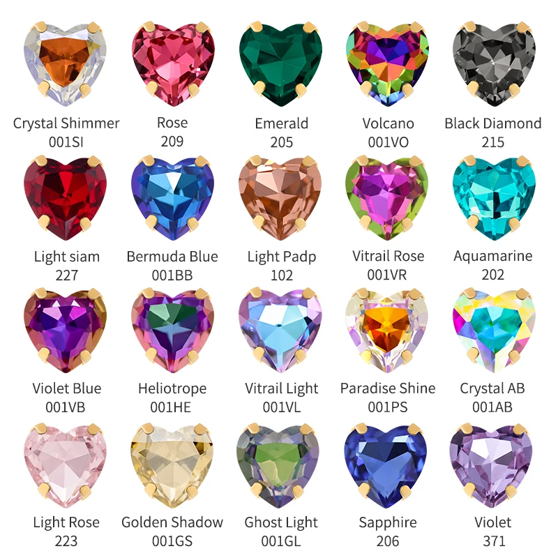 

Crystal Ab Color Heart Shape Sewing Rhinestones With Golden Silver Claw Setting Peach Heart Hollow Claw Rhinestone, As show pictures