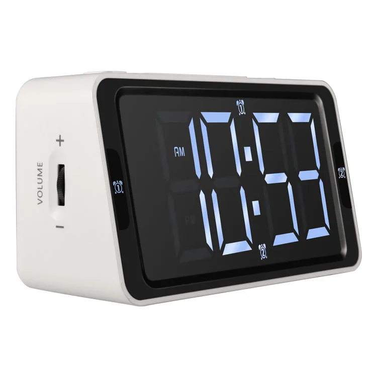 

Factory Manufacturer Supply Alarm Clock Bells Modern Alarm Clock With Wireless Charger, White