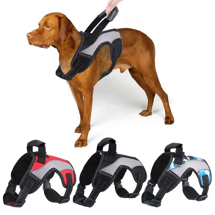 

Amazon Best Seller Breathable Adjustable Reflective Dog Pet Harnesses for Medium and Large Dogs, Red/black/camouflage blue