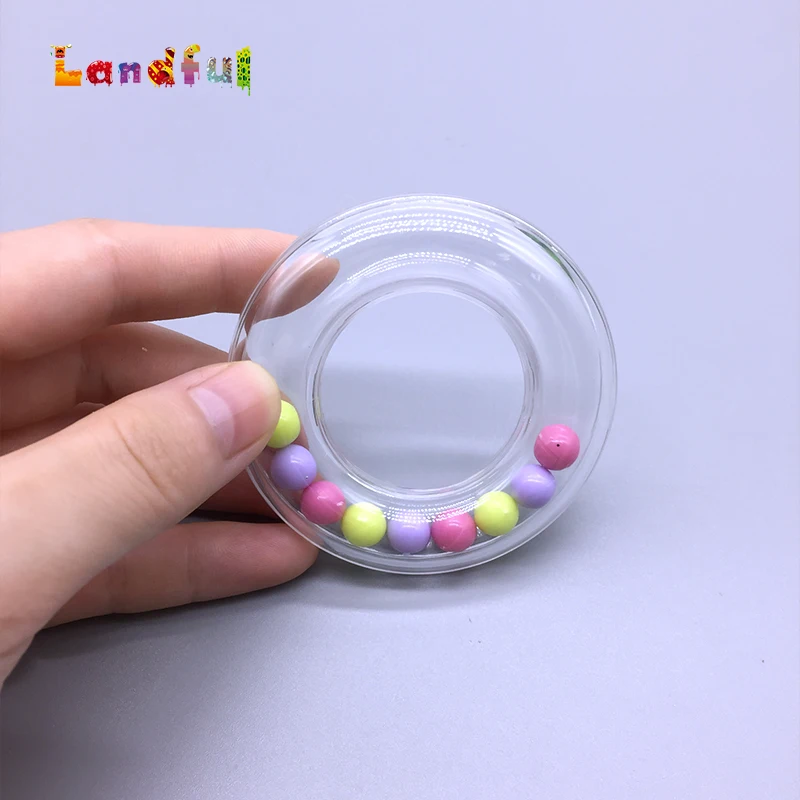 Baby Plastic Rattle Ring In Clear Colorful Beans Insert Craft Toy Rattle Ring Baby Plastic