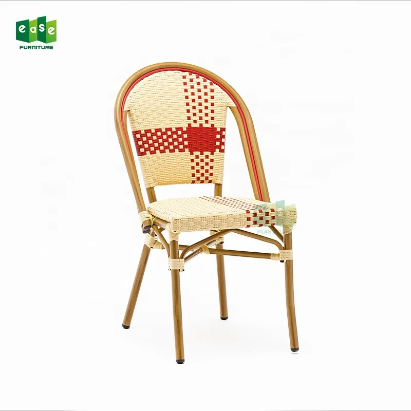 Aluminum Rattan Wicker Bistro Chair French Style For Outdoor (e1187c