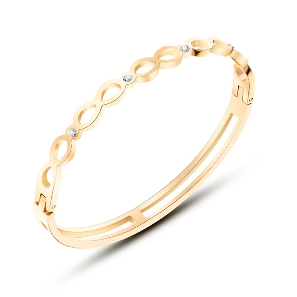 

2022 Fashion Zircon Titanium Steel Plated 18K Gold Bracelet for Women, Customized color