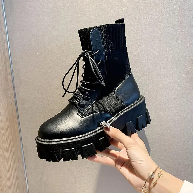 

2020 fashion Soft Split Leather Women White Ankle Boots Female black trend Winter Shoes designer Women shoes mid Boots
