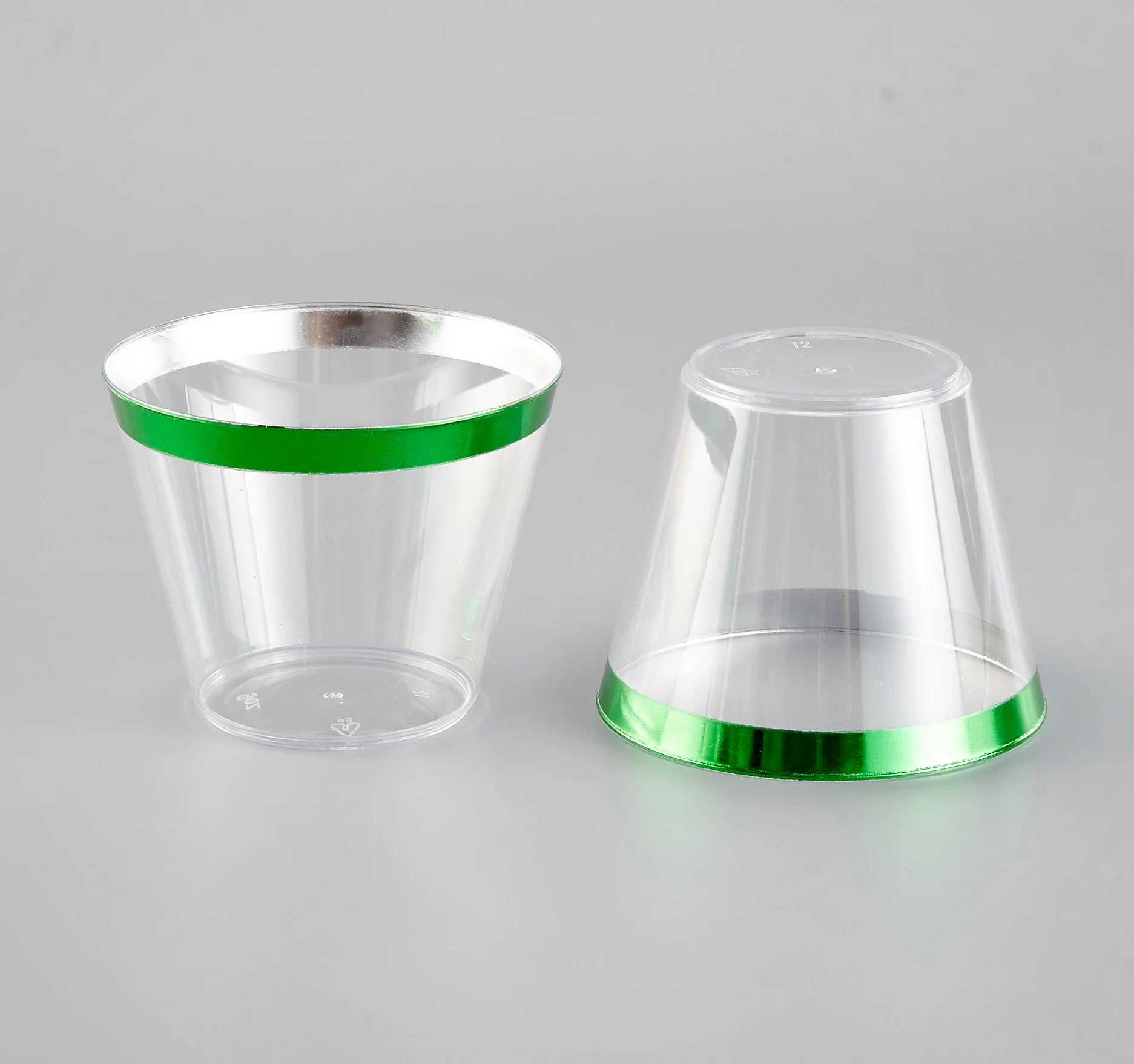 Rose Gold Rimmed Plastic Cups 9/10/12/14/16 Oz Clear Old Fashioned