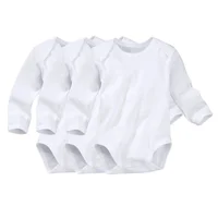 

OEM service manufacture baby newborn clothes blank baby pajamas white baby romper plain longsleeve