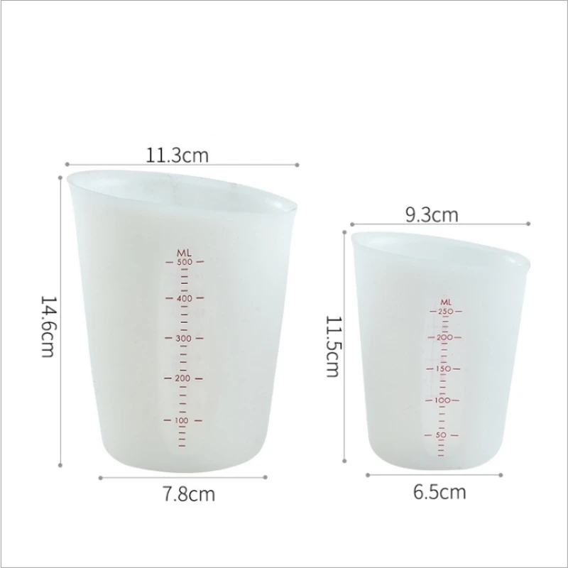 

100% Safe 500ml And 250ml Silicone Measuring Cups BPA-free Silicone Flour Measuring Cylinder Cup Suitable For Baking Tools