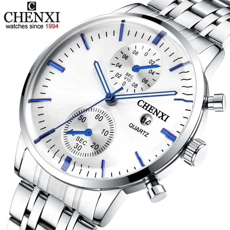 

CHENXI Fashion Stainless Steel Mens Watches Waterproof Sport Quartz Watch Men Top Luxury Brand Wristwatch Date Calendar Clock