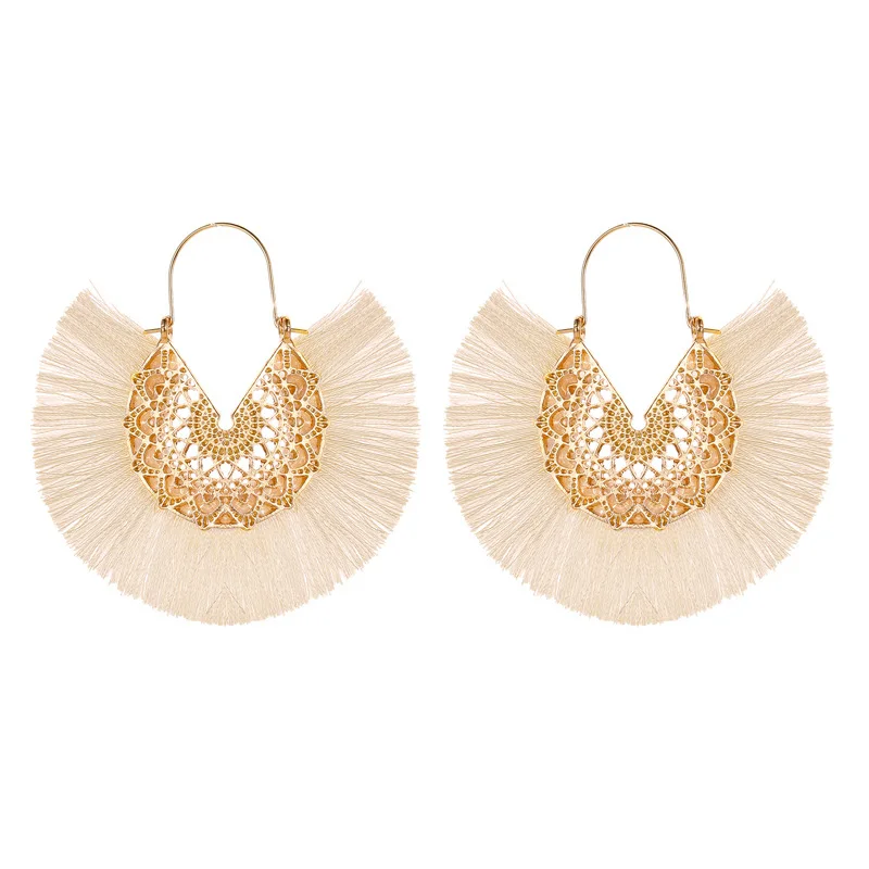

High quality gold plated boho statement tassel earrings for women, Picture