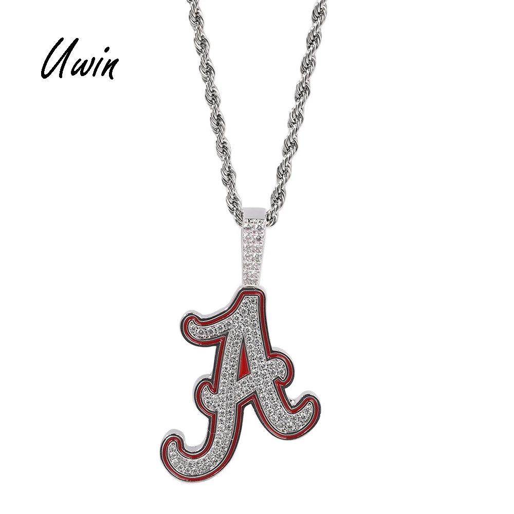 

Hip Hop Red Oil Letter A Pendant Rapper Jewelries Ready to Ship Bluk Necklace