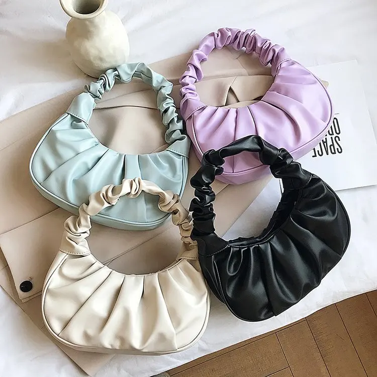 

Online Shipping 2021 Ladies Designer Fashion Shoulder Bags Ruched Handle Women Pleated Underarm Bag Dumplings Chic Messenger Bag, 8 colors as picture