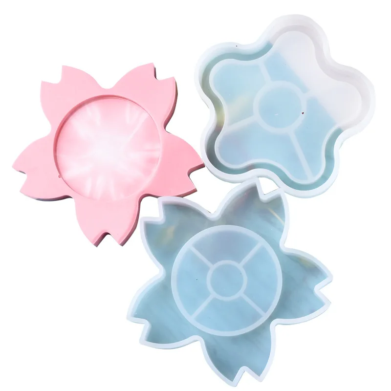 

New Design Resin Coaster DIY Shiny Silicone Mold For Epoxy Craft Making Table Decoration Home Ornaments Flower Pot Cup Coaster, Customized colors