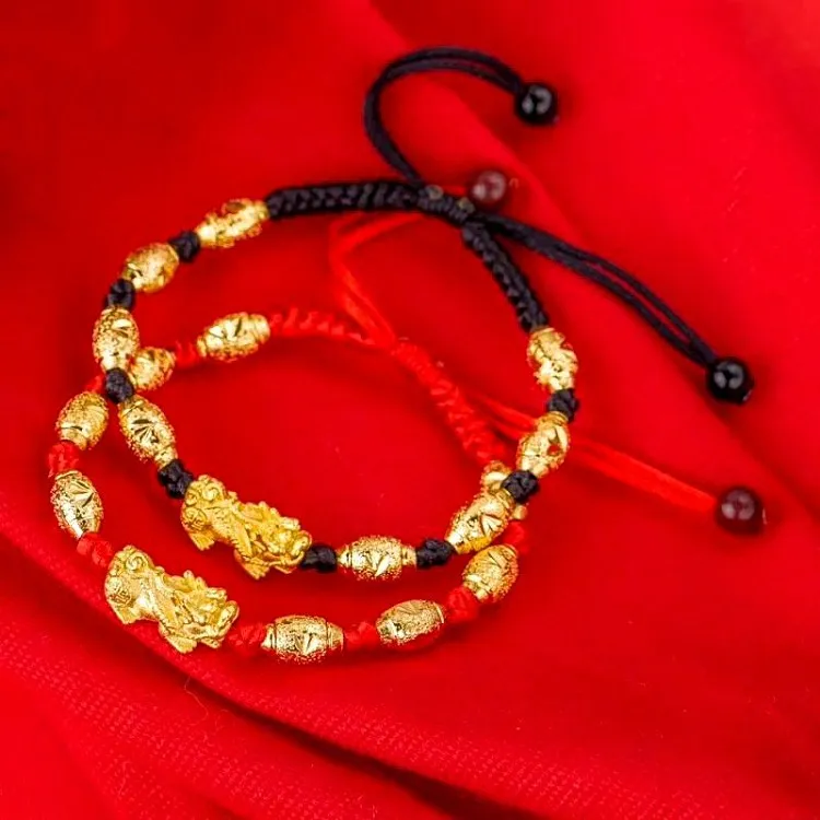 

Gold Plated Red String Brave Bracelet Exquisite Craftsmanship Gold Brave Red String Bracelet Ladies Jewelry