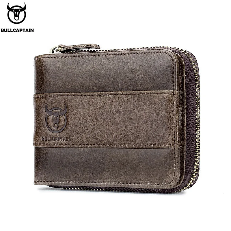

BULLCAPTAIN Leather Men's Wallet RFID Anti-theft Brush Wallet Corporate Bank ID Credit Card Holder Men's Coin Purse