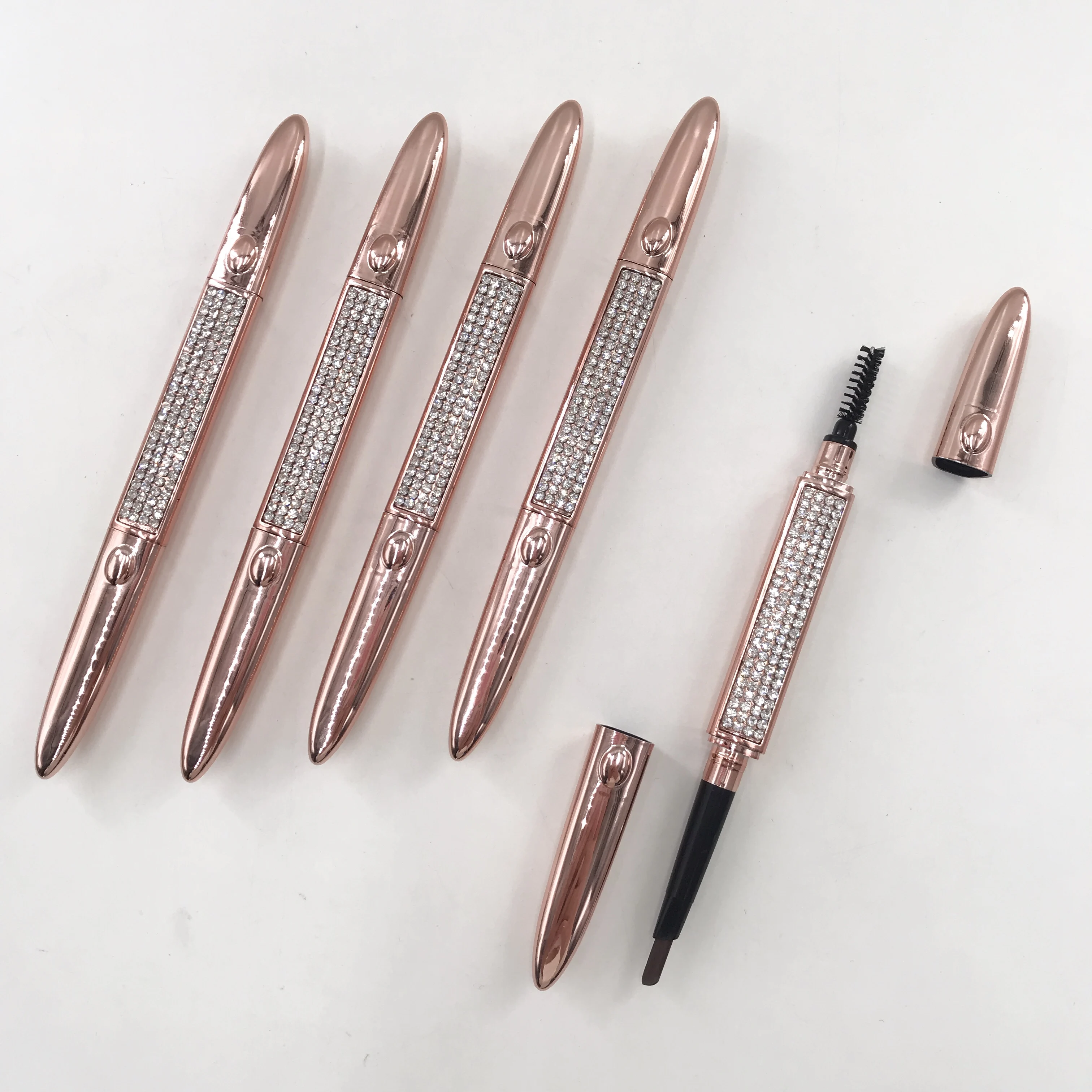 

New Product Gold Double Head Custom Logo Private Label Eye Brow Eyebrow Pencil With Brush,2 in 1 stereo eyebrow pencil, Black