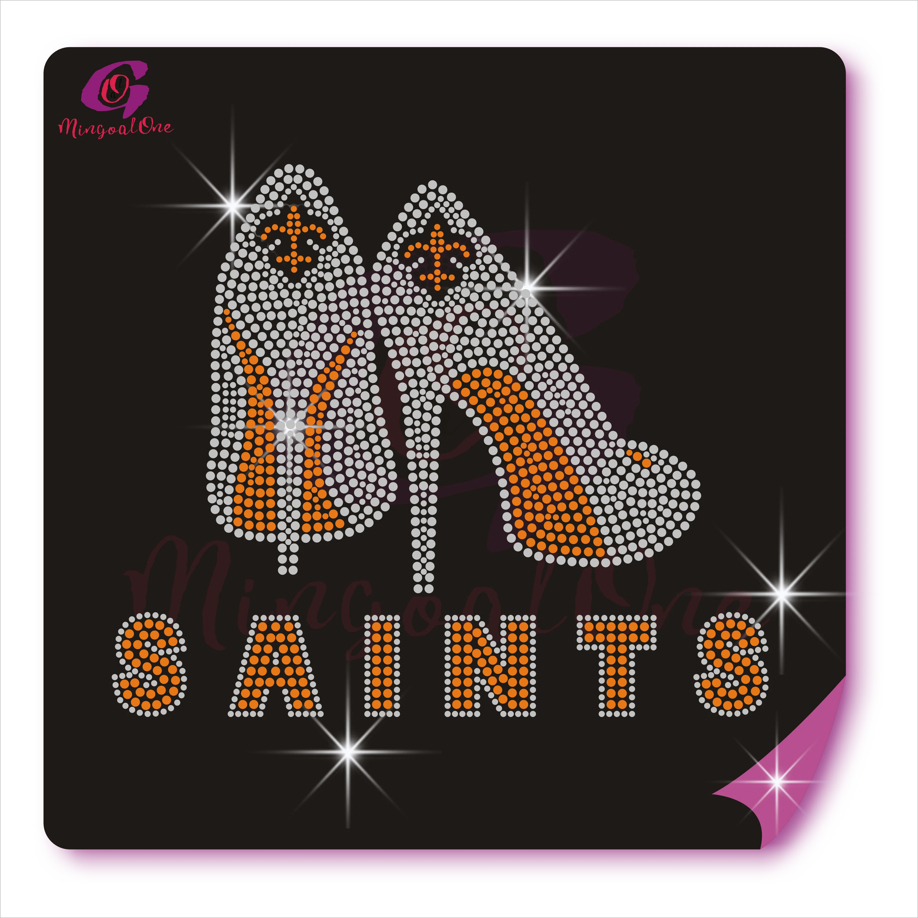 

Good Quality Shinny Shoes Hotfix Rhinestone Transfer Bling SAINTS High Heels Rhinestone Heat Transfer Motif, Select from color chart