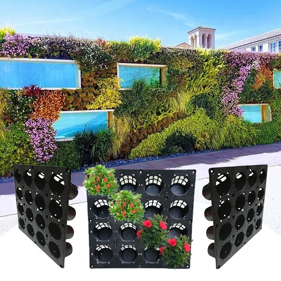 

Garden Suppliers Green Outdoor vertical garden Self Watering wall pots garden vertical, Black