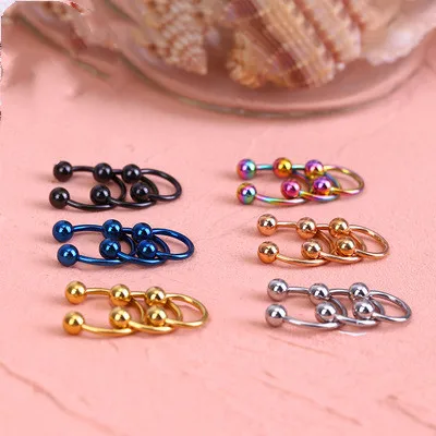 

Wholesale New Arrivals Stainless Steel Clip On Nose Ring Earring Non Piercing Colored Surgical Steel Nose Pins